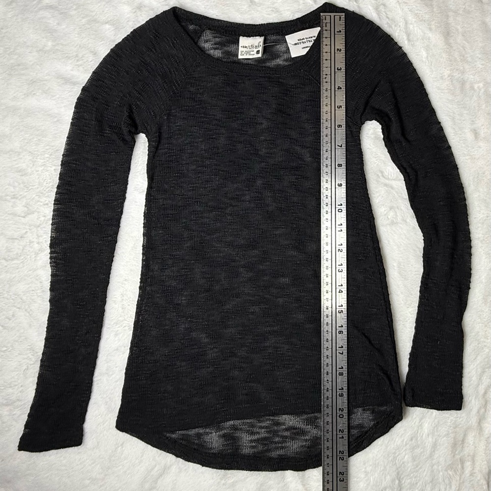 Essentials by Full Tilt Black Long Sleeve Burnout Top - Picture 5 of 6